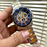 Fossil Grant Sport Automatic Skeleton Blue Dial Two Tone Steel Strap Watch for Men - ME3141 Authentic Buy Shop Now