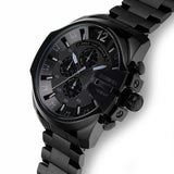 Diesel Mega Chief Chronograph Black Dial Black Steel Strap Watch For Men - DZ4355 Authentic Buy Shop Now