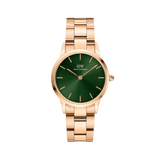 Daniel Wellington Iconic Link Emerald Green Dial Rose Gold Steel Strap Watch For Women - DW00100419 Authentic Buy Shop Now