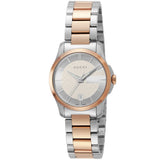Gucci G Timeless Silver Dial Two Tone Steel Strap Watch For Women - YA126528 Authentic Buy Shop Now