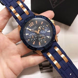 Guess Oasis Blue Dial Blue & Rose Gold Stainless Steel Strap Watch For Men - W0366G4 Authentic Buy Shop Now