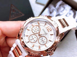 Guess Intrepid White Dial Two Tone Silicone Strap Watch For Women - W0325L6 Authentic Buy Shop Now