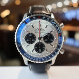 Breitling Navitimer B01 Chronograph 43 Silver Dial Black Leather Strap Watch for Men - AB0138241G1P1 Authentic Buy Shop Now