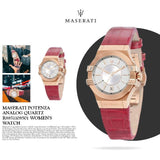 Maserati Potenza Silver Dial Red Leather Strap Watch For Women - R8851108501 Authentic Buy Shop Now