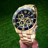 Guess Axle Multifunction Black Dial Gold Steel Strap Watch For Men - GW0488G2 Authentic Buy Shop Now