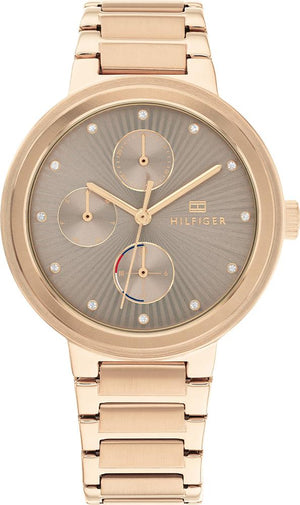 Tommy Hilfiger Joy Chronograph Gold Dial Gold Steel Strap Watch For Women - 1782533 Authentic Buy Shop Now