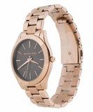 Michael Kors Slim Runway Brown Dial Rose Gold Stainless Steel Strap Watch for Women - MK3181 Authentic Buy Shop Now