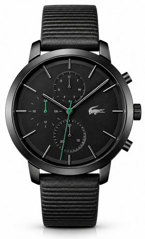 Lacoste Replay Chronograph Black Dial Black Leather Strap Watch for Men - 2011177 Authentic Buy Shop Now