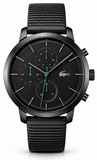 Lacoste Replay Chronograph Black Dial Black Leather Strap Watch for Men - 2011177 Authentic Buy Shop Now