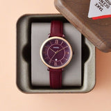Fossil Jacqueline Burgundy Dial Burgundy Leather Strap Watch for Women - ES4099 Authentic Buy Shop Now