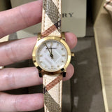 Burberry The City Diamonds Mother of Pearl Dial Brown Leather Strap Watch for Women - BU9226 Authentic Buy Shop Now