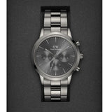 Daniel Wellington Iconic Link Chronograph Grey Dial Grey Steel Strap Watch for Men - DW00100643 Authentic Buy Shop Now