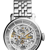 Fossil Boyfriend Automatic Skeleton Silver Dial Silver Steel Strap Watch for Women - ME3067 Authentic Buy Shop Now