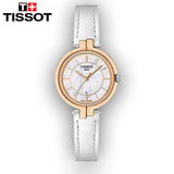 Tissot T Lady Flamingo Mother of Pearl White Dial White Leather Strap Watch For Women - T094.210.26.111.01 Authentic Buy Shop Now