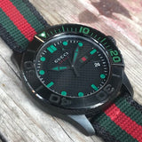 Gucci G Timeless Sport Black Dial Two Tone NATO Strap Watch For Men - YA126229 Authentic Buy Shop Now