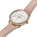 Fossil Tailor Quartz White Dial Pink Leather Strap Watch for Women - ES4393 Authentic Buy Shop Now