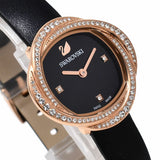 Swarovski Crystal Flower Black Dial Black Leather Strap Watch for Women - 5552421 Authentic Buy Shop Now