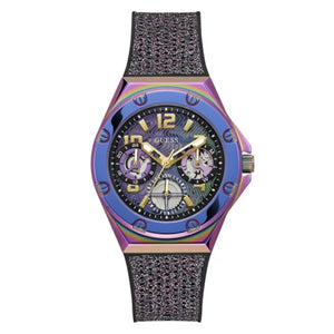 Guess Multifunction Analog Purple Dial Black Rubber Strap Watch For Women - GW0620L4 Authentic Buy Shop Now