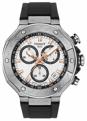 Tissot T Race Chronograph White Dial Black Rubber Strap Watch For Men - T141.417.17.011.00 Authentic Buy Shop Now