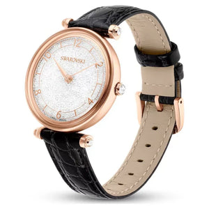 Swarovski Crystalline Wonder Silver Dial Black Leather Strap Watch for Women - 5653359 Authentic Buy Shop Now