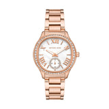 Michael Kors Sage Three-Hand Mother of Pearl White Dial Rose Gold Steel Strap Watch for Women - MK4806 Authentic Buy Shop Now