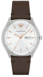 Emporio Armani Dress Quartz White Dial Brown Leather Strap Watch For Men - AR1999 Authentic Buy Shop Now