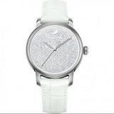 Swarovski Crystalline Hours Silver Dial White Leather Strap Watch for Women - 5295383 Authentic Buy Shop Now