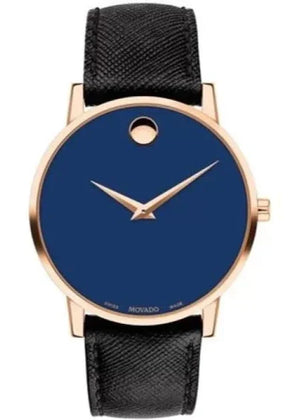 Movado Museum Sport Blue Dial Black Leather Strap Watch for Men - 0607266 Authentic Buy Shop Now