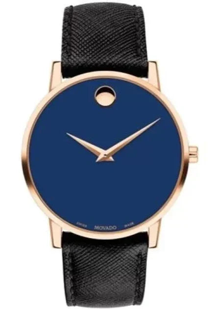 Movado Museum Sport Blue Dial Black Leather Strap Watch for Men - 0607266 Authentic Buy Shop Now