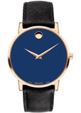 Movado Museum Sport Blue Dial Black Leather Strap Watch for Men - 0607266 Authentic Buy Shop Now