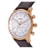 Fossil Goodwin Chronograph White Dial Brown Leather Strap Watch for Men - FS5415 Authentic Buy Shop Now