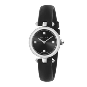 Gucci Diamantissima Quartz Diamonds Black Dial Black Leather Strap Watch for Women - YA141506 Authentic Buy Shop Now