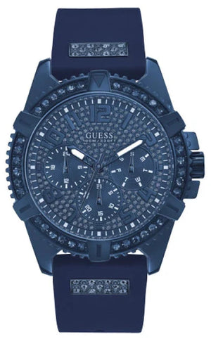 Guess Frontier Crystals Blue Dial Blue Silicon Strap Watch For Men - W1132G4 Authentic Buy Shop Now