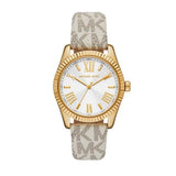 Michael Kors Lexington Analog Silver Dial White Leather Strap Watch For Women - MK4746 Authentic Buy Shop Now