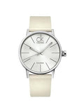 Calvin Klein Post Minimal Silver Dial White Leather Strap Watch for Men - K7621126 Authentic Buy Shop Now