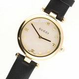 Gucci Diamantissima Quartz Mother of Pearl Dial Black Leather Strap Watch for Women - YA141404 Authentic Buy Shop Now