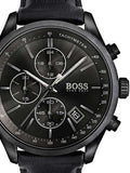 Hugo Boss Grand Prix Black Dial Black Leather Strap Watch for Men - 1513474 Authentic Buy Shop Now