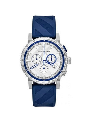 Burberry City Sport Chronograph White Dial Blue Rubber Strap Watch For Men - BU9808 Authentic Buy Shop Now