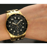 Fossil FB-01 Chronograph Black Dial Gold Steel Strap Watch for Men - FS5836 Authentic Buy Shop Now