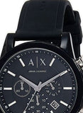 Armani Exchange Outerbanks Chronograph Black Dial Black Silicone Strap Watch For Men - AX1326 Authentic Buy Shop Now