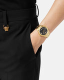 Versace Chain Reaction Quartz Black Dial Two Tone Steel Strap Watch for Men - VEDY00619 Authentic Buy Shop Now