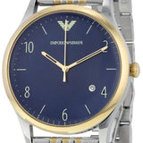 Emporio Armani Classic Quartz Blue Dial Two Tone Steel Strap Watch For Men - AR1868 Authentic Buy Shop Now