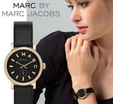 Marc Jacobs Baker Black Dial Black Leather Strap Watch for Women - MBM8633 Authentic Buy Shop Now