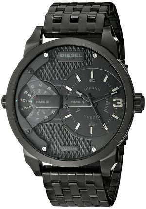Diesel Mini Daddy Dual Time Black Dial Black Stainless Steel Strap Watch For Men - DZ7316 Authentic Buy Shop Now