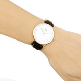 Daniel Wellington Classic York White Dial Brown Leather Strap Watch For Women - DW00100038 Authentic Buy Shop Now
