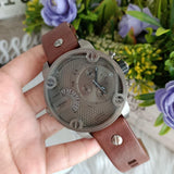 Diesel Little Daddy SBA Small Sized Grey Dial Brown Leather Strap Watch For Men - DZ7258 Authentic Buy Shop Now