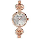 Emporio Armani Retro Quartz Silver Dial Rose Gold Steel Strap Watch For Women - AR1776 Authentic Buy Shop Now