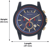 Armani Exchange Outerbanks Chronograph Blue Dial Blue Silicone Strap Watch For Men - AX1335 Authentic Buy Shop Now