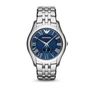 Emporio Armani Valente Chronograph Blue Dial Silver Steel Strap Watch For Men - AR1789 Authentic Buy Shop Now
