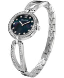 Bulova Crystal Black Mother of Pearl Dial Silver Steel Strap Watch for Women - 96L224 Authentic Buy Shop Now